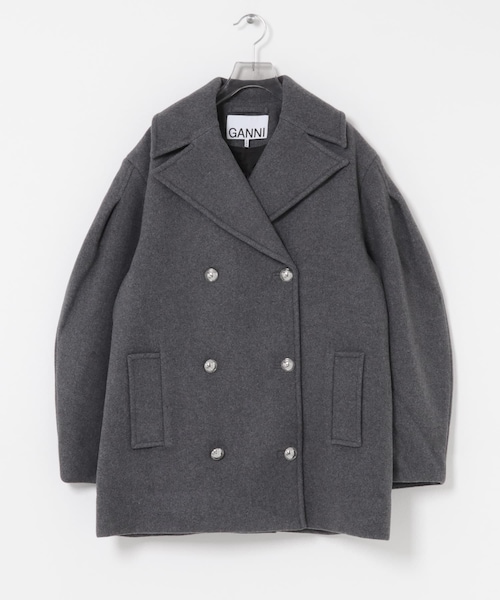 URBAN RESEARCH(アーバンリサーチ)の「GANNI Peacoat Wool Midi Coat(その他アウター・レディース・Pewter・36)」の1枚目の写真