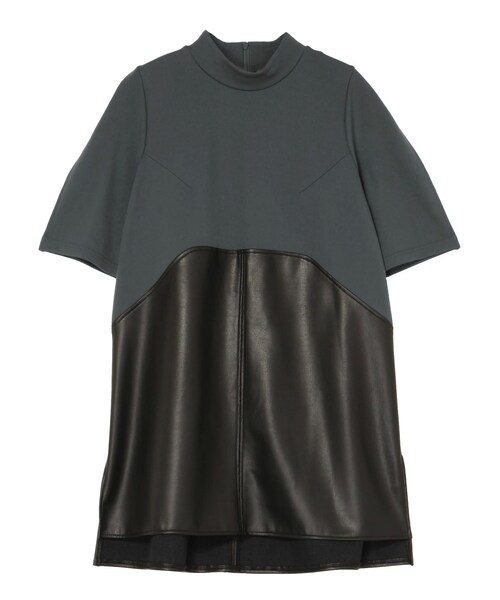 UN3D.（アンスリード）の「FAKE LEATHER DOCKING TOP（Tシャツ/カットソー・レディース・グレー/ブラック/カーキ・36/38）」の2枚目の写真