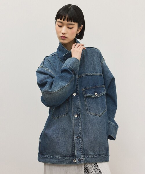 ADAM ET ROPE'(アダムエロペ)の「【WEB限定】スタンドネックデニムジャケット(デニムジャケット・レディース・ブルー/サックス・F)」の12枚目の写真
