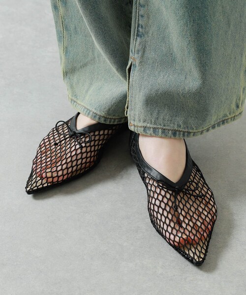 SENSE OF PLACE by URBAN RESEARCH（センスオブプレイスバイアーバンリサーチ）の「メッシュポインテッドシューズ（バレエシューズ・レディース・IVORY/BLACK・S/M/L）」の18枚目の写真