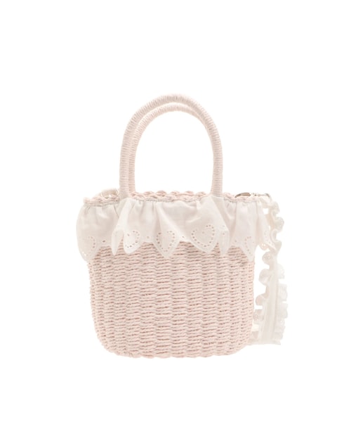 merry jenny（メリージェニー）の「レースフリルカゴバッグ（ハンドバッグ・レディース・オフホワイト/アイボリー/ピンク/ブルー・F）」の4枚目の写真
