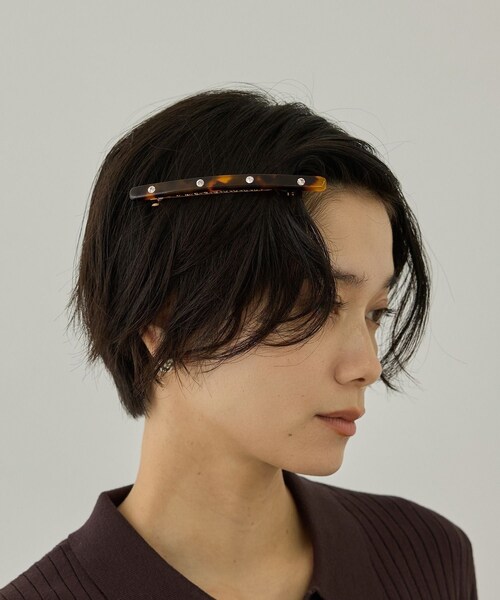 ADAM ET ROPE'(アダムエロペ)の「【J'aDoRe・店舗限定】【MALUS /マリュス】Line stone barette / large(バレッタ/ヘアクリップ・レディース・ブラウン・F)」の11枚目の写真