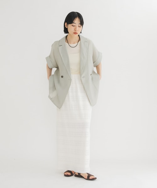 KBF(ケイビーエフ)の「シャーリングIラインスカート(スカート・レディース・IVORY/BLACK・One)」の6枚目の写真
