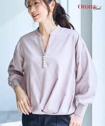 nissen | パール調ボタンスキッパータックブラウス【OtonaSMILE】(シャツ/ブラウス)