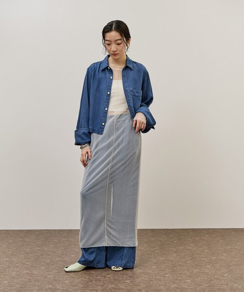 ADAM ET ROPE'(アダムエロペ)の「シアーロングスリーブワンピース(ワンピース・レディース・ブラック/ホワイト系・F)」の5枚目の写真