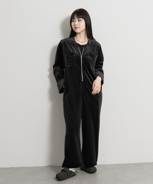 THE GOODLAND MARKET（ザグッドランドマーケット）の「&her　Velor All in one（サロペット/オーバーオール・レディース・BLACK/BROWN・36/38）」の4枚目の写真