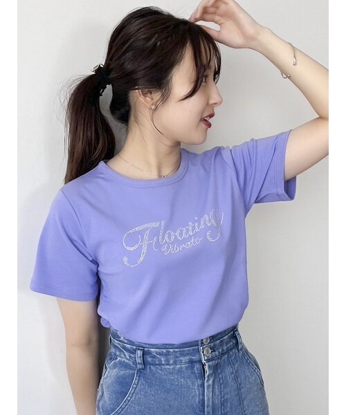 dazzlin（ダズリン）の「FLOATING VIBRATO Tシャツ（Tシャツ/カットソー・レディース・オフホワイト/ブラック/ピンク/グリーン/パープル・F）」の4枚目の写真