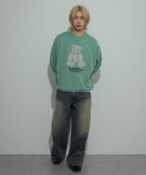SENSE OF PLACE by URBAN RESEARCH（センスオブプレイスバイアーバンリサーチ）の「『別注』TeddyBear×SENSE OF PLACE　テディベアクルーネックスウェット（スウェット・メンズ・NAVY/OATMEAL/MINT・M/L）」の19枚目の写真