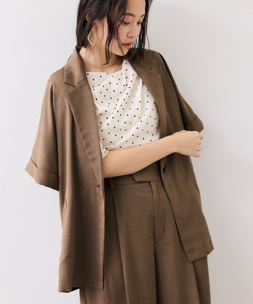 VIS(ビス)の「Light Airyシングルドルマンサマージャケット/UVケア・接触冷感・吸水速乾(テーラードジャケット・レディース・ブラック/キナリ/カーキ系・F)」の14枚目の写真