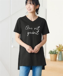 nissen | 【綿１００％】プリントチュニックTシャツ（選べる柄）（接触冷感）（UVカット）(チュニック)