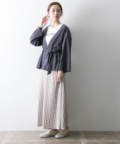 URBAN RESEARCH（アーバンリサーチ）の「フェイクスエードショート丈コーディガン∴（ノーカラージャケット・レディース・NAVY/BEIGE・FREE）」の15枚目の写真