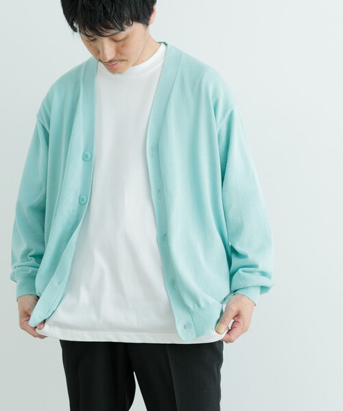 ITEMS URBANRESEARCH（アイテムズ アーバンリサーチ）の「ハイゲージ天竺ニット カーディガン（カーディガン/ボレロ・メンズ・MNT/BLK・M/L）」の20枚目の写真