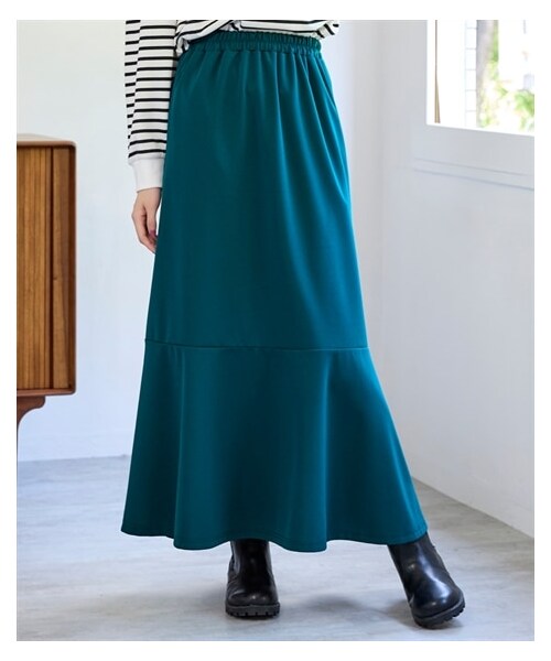 nissen（ニッセン）の「大きいサイズ マーメイドシルエットスカート（スカート・レディース・黒/インクブルー/パープル/線画フラワー(オフホワイト)/ダルメシアンモカ・L/LL/3L/4L/5L/6L/8L/10L）」の7枚目の写真