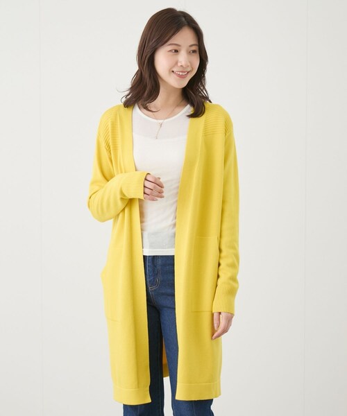 Jayro（ジャイロ）の「リブ切替ロングカーディガン（カーディガン/ボレロ・レディース・ブラック/グレー/ベージュ/ライトグリーン/ネイビー/ピンク/イエロー・F）」の12枚目の写真