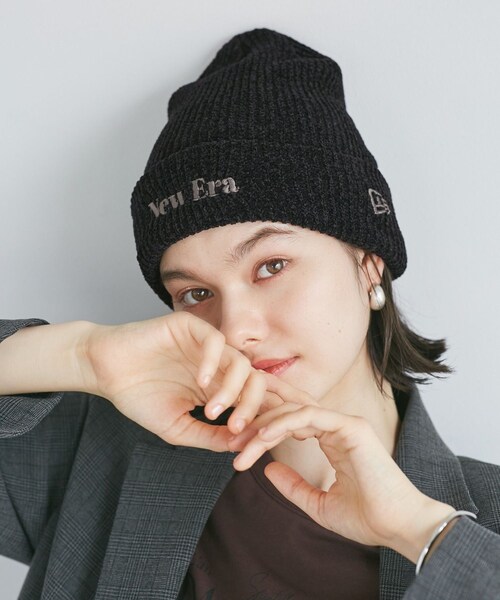 ROPE' PICNIC（ロペピクニック）の「【NEW ERA(R)/ニューエラ別注】MOLE YARN KNIT BEANIE（ニットキャップ/ビーニー・レディース・ブラック/オフホワイト/ラベンダー系・F）」の8枚目の写真