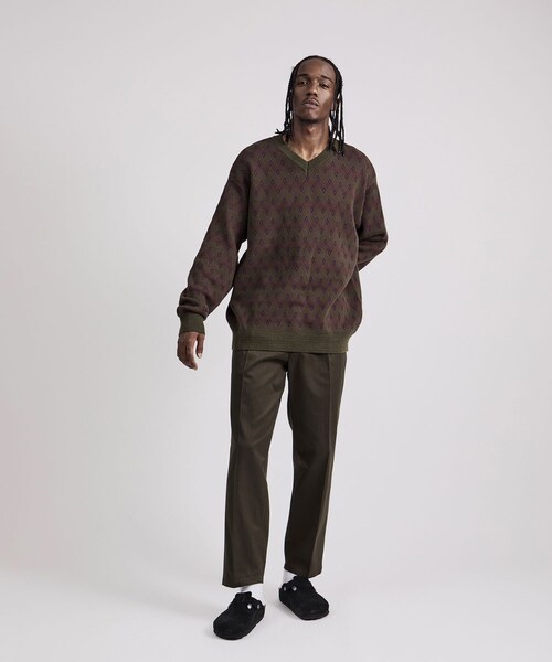 Saturdays NYC（サタデーズ ニューヨークシティ ）の「Charles Jacquard Vneck Sweater（ニット/セーター・レディース・ブラック/オリーブ・L/M/S/XL）」の21枚目の写真