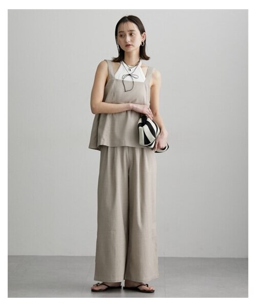 nissen（ニッセン）の「【Be praised】セットアップ（フレアキャミ＋ワイドパンツ）（パンツ・レディース・チャコール/グレーベージュ/ブラウン/黒・M/L/LL）」の21枚目の写真