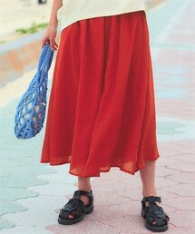 nissen | 大きいサイズ　ふわりと軽い綿混楊柳ロング丈スカート(スカート)
