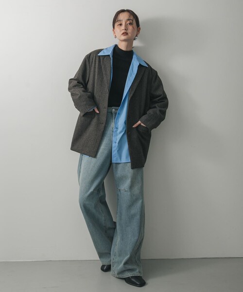 SENSE OF PLACE by URBAN RESEARCH（センスオブプレイスバイアーバンリサーチ）の「ジャージーメルトンテーラード（テーラードジャケット・レディース・BLK×WHT/BRN×BLK・One）」の17枚目の写真