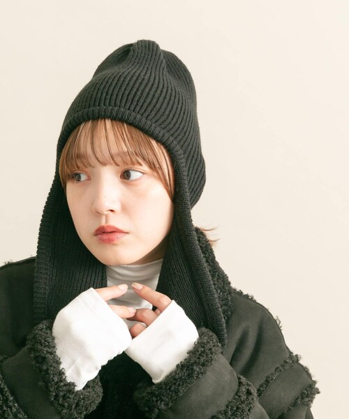 KBF（ケイビーエフ）の「ロングイヤーフラップニットキャップ（ニットキャップ/ビーニー・レディース・RED/BEIGE/BLACK・one）」の5枚目の写真