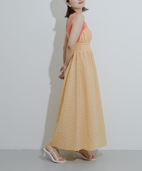 SENSE OF PLACE by URBAN RESEARCH（センスオブプレイスバイアーバンリサーチ）の「チェックキャミワンピース（ワンピース・レディース・BLACK/NAVY/ORANGE・COMPACT/one）」の3枚目の写真