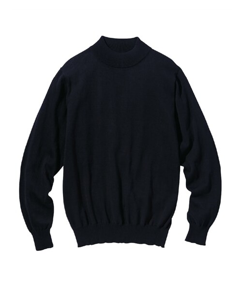 nissen（ニッセン）の「洗える綿１００％モックネックニット（ハイゲージ）【大きいサイズ】（ニット/セーター・メンズ・グレージュ/ダークブルー/チャコール/黒・3L/4L/5L/6L/8L/10L）」の6枚目の写真