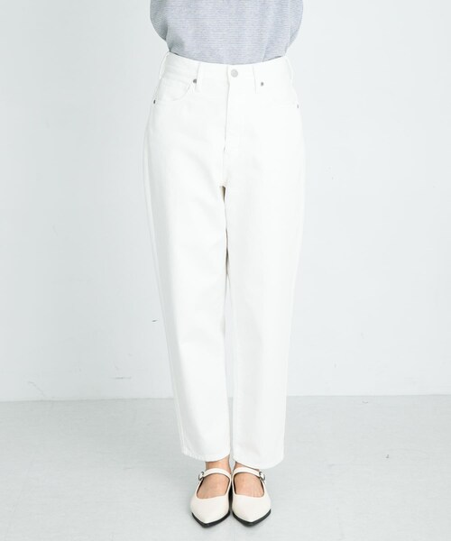 URBAN RESEARCH Sonny Label（アーバンリサーチサニーレーベル）の「『34サイズ/低身長向けも展開』ワイドテーパードデニム（デニムパンツ・レディース・ミッドブルー/ホワイト・34/36/38）」の6枚目の写真