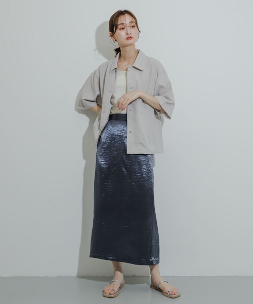 SENSE OF PLACE by URBAN RESEARCH(センスオブプレイスバイアーバンリサーチ)の「『イージーケア/セットアップ対応/ユニセックス』リネンライクボクシーシャツ(5分袖)(シャツ/ブラウス・メンズ・L.BLUE/CHARCOAL/GREIGE/PURPLE・M/L)」の8枚目の写真