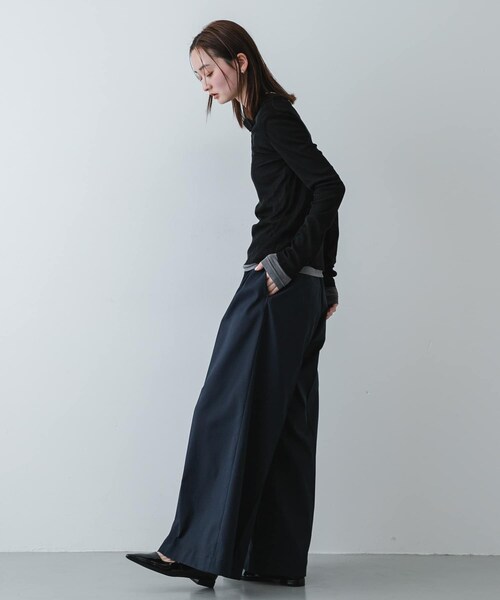 SENSE OF PLACE by URBAN RESEARCH（センスオブプレイスバイアーバンリサーチ）の「シアーレイヤードカットポロシャツ（その他トップス・レディース・BLK×GRY/NVY×IVO/BEG×IVO・One）」の9枚目の写真