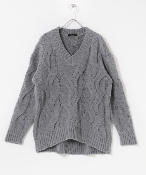 URBAN RESEARCH ROSSO（アーバンリサーチロッソ）の「ウールカシミヤケーブル編オーバーニット（ニット/セーター・レディース・OFF/PURPLE/FOGGRAY・Free）」の17枚目の写真