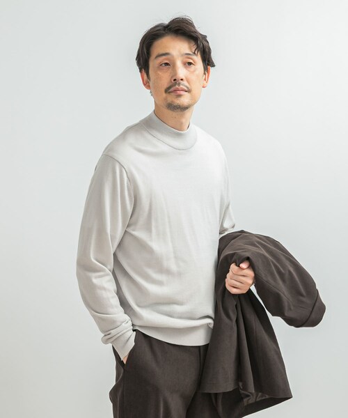 URBAN RESEARCH DOORS（アーバンリサーチドアーズ）の「LIFE STYLE TAILOR　マシンウォッシャブルハイゲージモックニット（シャツ/ブラウス・メンズ・IVORY/NAVY/杢CHARCOAL/杢BROWN・M/L）」の8枚目の写真