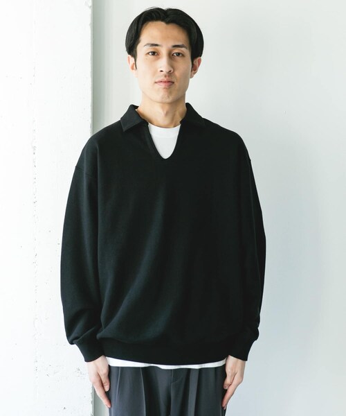 URBAN RESEARCH DOORS(アーバンリサーチドアーズ)の「TOMPKINS裏毛 スキッパースウェット(スウェット・メンズ・GREIGE/BLACK/NAVY・M/L)」の13枚目の写真