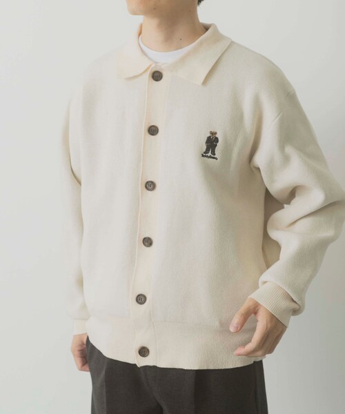ITEMS URBANRESEARCH（アイテムズ アーバンリサーチ）の「Teddy Bear Wフェイスニットシャツカーディガン（カーディガン/ボレロ・メンズ・OFF/NVY/MOC・M/L）」の7枚目の写真