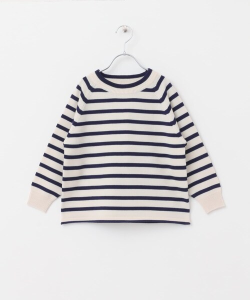 URBAN RESEARCH DOORS（アーバンリサーチドアーズ）の「ウーステッドヤーン配色ニット(KIDS)（ニット/セーター・キッズ・OFF×NAVY/ORANGE・105/120/135）」の9枚目の写真