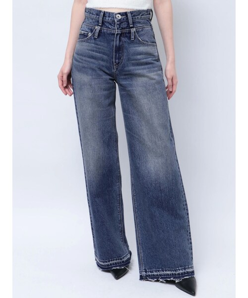 GYDA（ジェイダ）の「ハイウエストDOUBLEベルトワイドデニムパンツ（デニムパンツ・レディース・ブルー/アイスブルー・S/M）」の4枚目の写真
