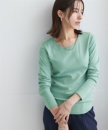 nissen | ＵＶカット綿１００％フライス素材クルーネック長袖Tシャツ(Tシャツ/カットソー)