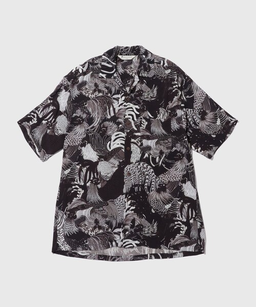 ADAM ET ROPE'(アダムエロペ)の「BLACK ALOHA レーヨンチリメンオープンカラーシャツ(シャツ/ブラウス・メンズ・ブラック系・L/M)」の4枚目の写真