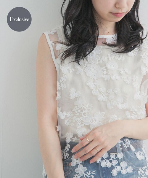 URBAN RESEARCH DOORS(アーバンリサーチドアーズ)の「『別注』LAYAS×DOORS LACE JQD TANKTOP(タンクトップ・レディース・WHITE/BLACK・One)」の3枚目の写真