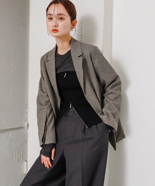 SENSE OF PLACE by URBAN RESEARCH（センスオブプレイスバイアーバンリサーチ）の「ラメジップニットビスチェ（その他トップス・レディース・GRAY/BLACK/YELLOW・one）」の7枚目の写真