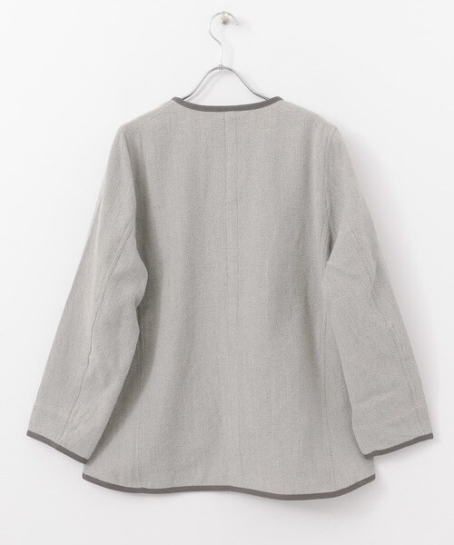 URBAN RESEARCH（アーバンリサーチ）の「WORK NOT WORK　ウールエンブロイダリーバーナージャケット（ノーカラージャケット・レディース・GRAY/D.BROWN・1/2）」の12枚目の写真