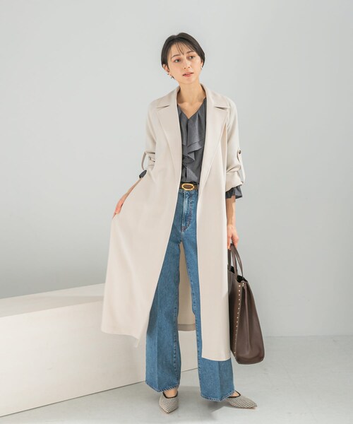 URBAN RESEARCH ROSSO（アーバンリサーチロッソ）の「撥水 ロングガウンコート（ステンカラーコート・レディース・ECRU/BEIGE・36/38）」の4枚目の写真