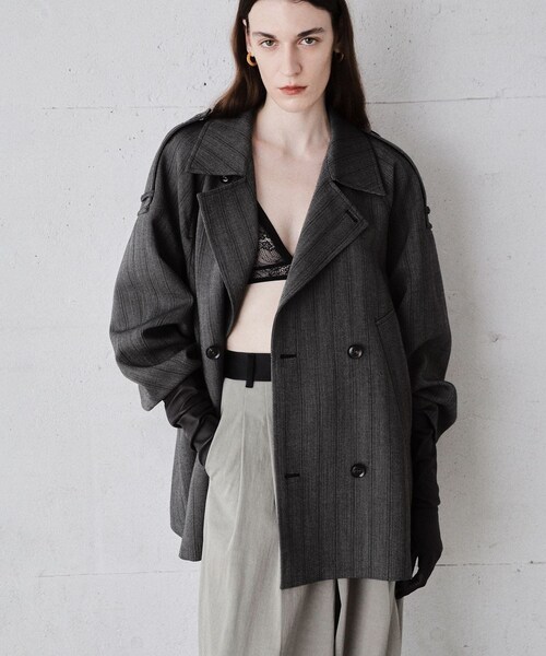 ADAM ET ROPE'（アダムエロペ）の「【EMOELLE】トレンチディティールジャケット（その他アウター・レディース・チャコール・36/38）」の5枚目の写真