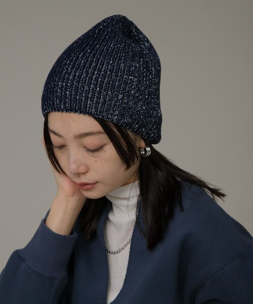 URBAN RESEARCH Sonny Label（アーバンリサーチサニーレーベル）の「ラメニットワッチ（ニットキャップ/ビーニー・レディース・Lグレー/グレー/ネイビー・one）」の3枚目の写真