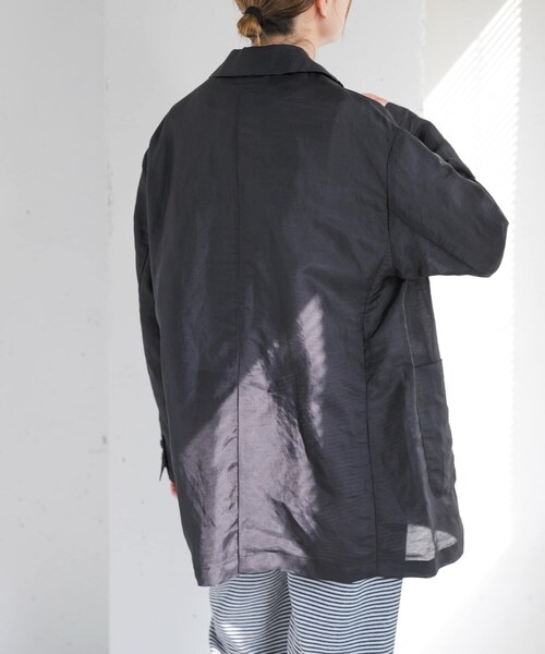 URBAN RESEARCH DOORS（アーバンリサーチドアーズ）の「FORK&SPOON　ラミーブレンドビッグジャケット（テーラードジャケット・レディース・BLACK/BEIGE・1）」の4枚目の写真