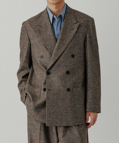 ADAM ET ROPE'(アダムエロペ)の「ハードクロス ダブルブレストジャケット / セットアップ対応(テーラードジャケット・メンズ・ブラック/ダークブラウン系・L/M)」の12枚目の写真