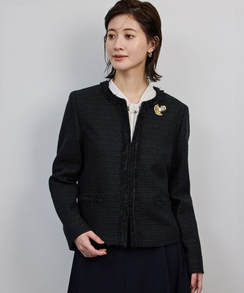 ROPE'(ロペ)の「ミックスツイードノーカラージャケット/セットアップ対応・25AW(ノーカラージャケット・レディース・ネイビー・36/38/40)」の5枚目の写真