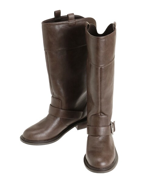 Ungrid（アングリッド）の「バックルコンビロングブーツ（ブーツ・レディース・ブラック/ブラウン・S/M/L）」の4枚目の写真