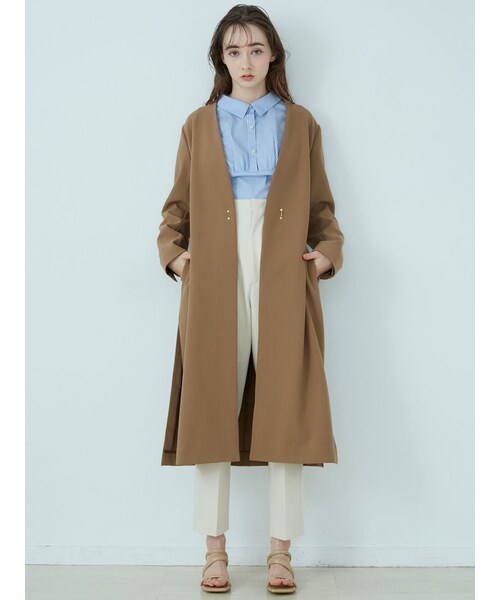 LAGUNAMOON（ラグナムーン）の「フレアヨークノーカラーコート（その他アウター・レディース・アイスブルー/ブラウン/ベージュ/モカ・S/M）」の10枚目の写真
