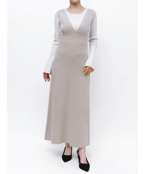 RESEXXY（リゼクシー）の「コルセットフレアニットジャンスカ（ジャンパースカート・レディース・アイボリー/ブラック/ピンク・F）」の2枚目の写真