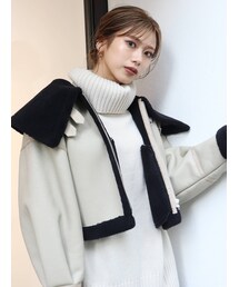 MURUA | オーバーカラーショートフェイクムートン(ブルゾン)